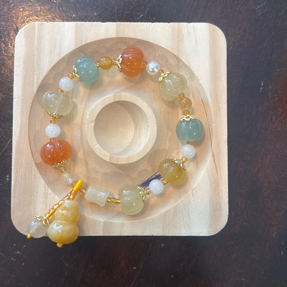 Multicolor Pumpkin Shape Jade Bracelet